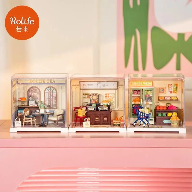 Super World Shop Mini Bäckerei Puppenhaus Mini Kit Diy Cottage Bausteine Spielzeug zusammenbauen Miniatur Kindergeschenke Anime