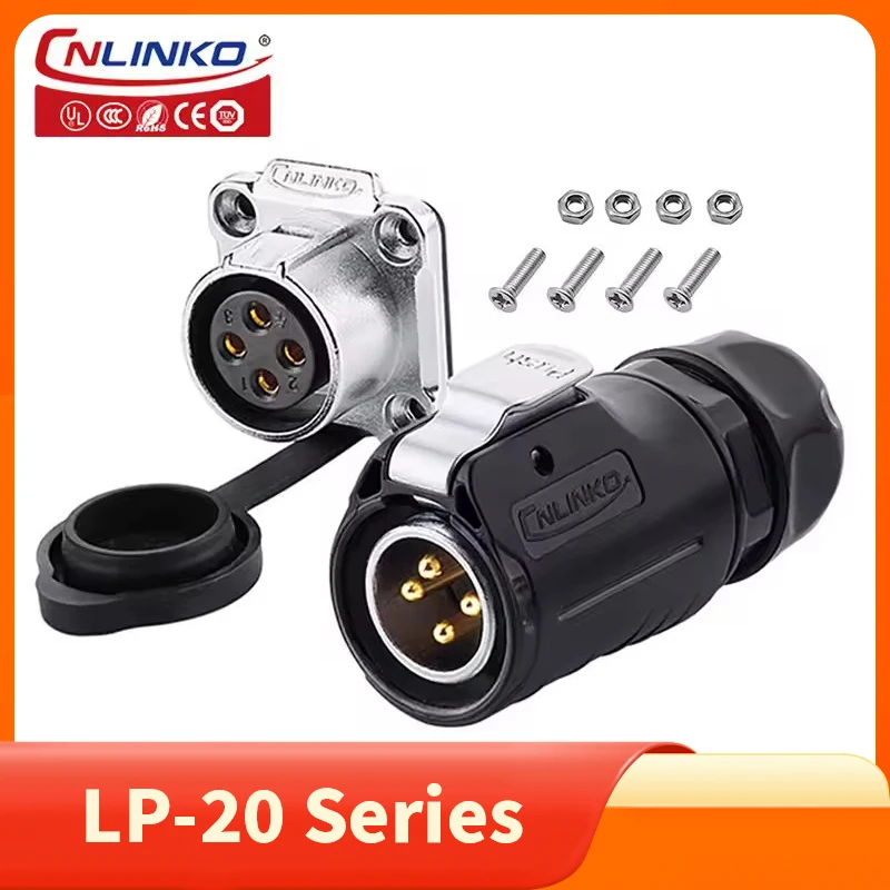 

Cnlinko LP20 4Pin M20 Waterproof Aviation Electric Power Cable Connector Plug Socket Joint for Solar Renewable Energy Industry