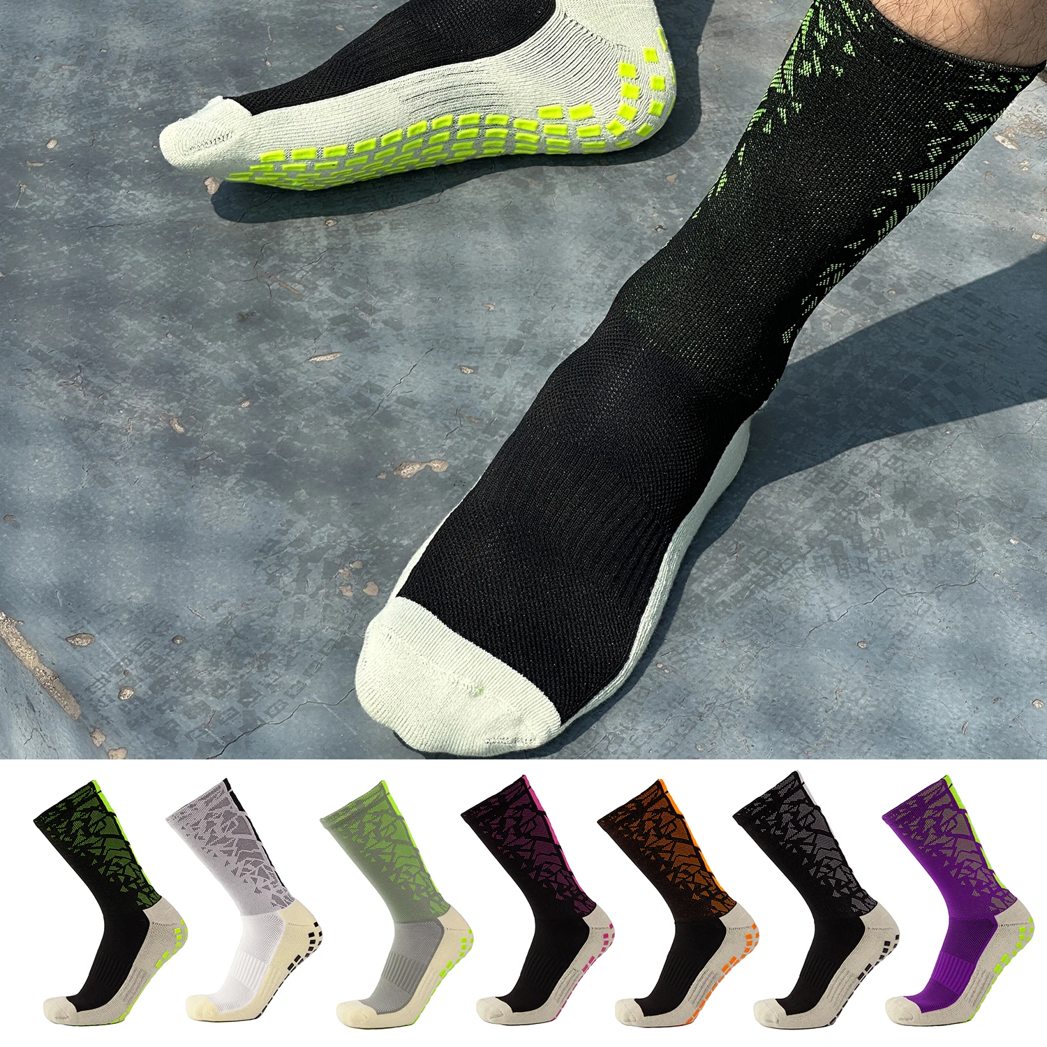 جوارب كرة قدم شبكية مانعة للإنزلاق ، نعل تهوية ، مرونة عالية ، تمارين وألعاب ، مجموعة 5 منصات ، شحن مجاني