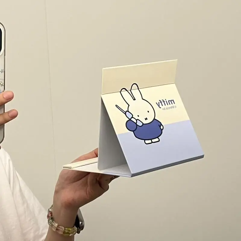 Cute Miffy Rabbit Foldable Makeup Mirror Student Dormitory Desktop Stand Mirror Creativity Anime Peripheral Friend Festival Gift