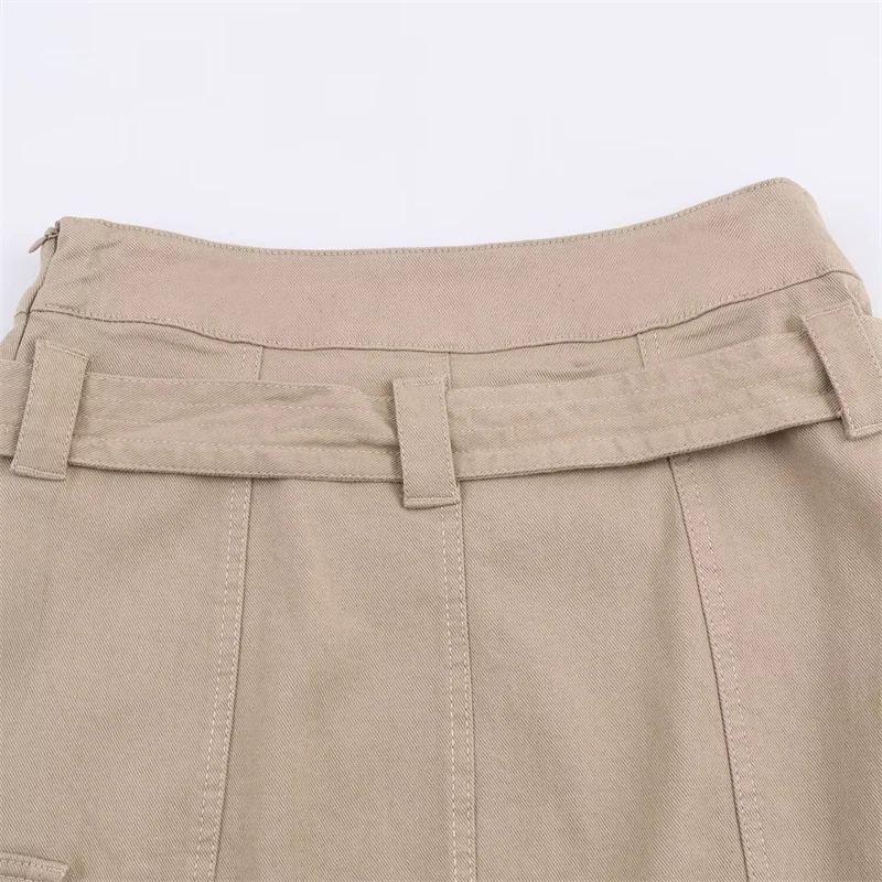 Jupe Midi femme 2025 hiver nouveau Style kaki avec ceinture décor utilitaire jupe Midi décontracté mode polyvalente