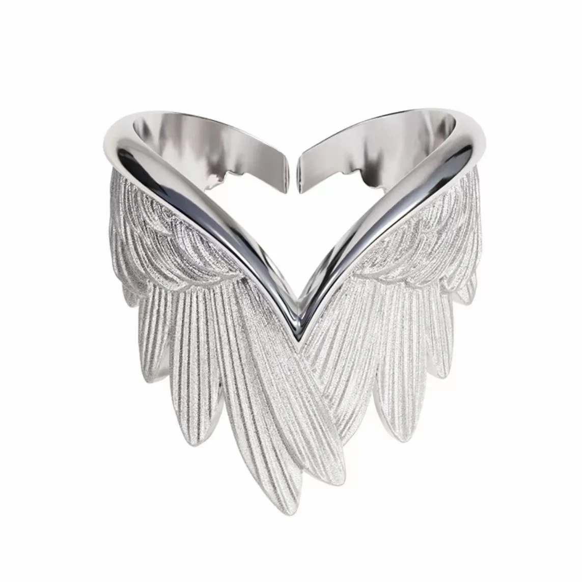 1Pc Exquisite Angel Wings Fashion Silver Color Ring  Men Women Daily Wear Gift Cocktail Party Prom Adjustable