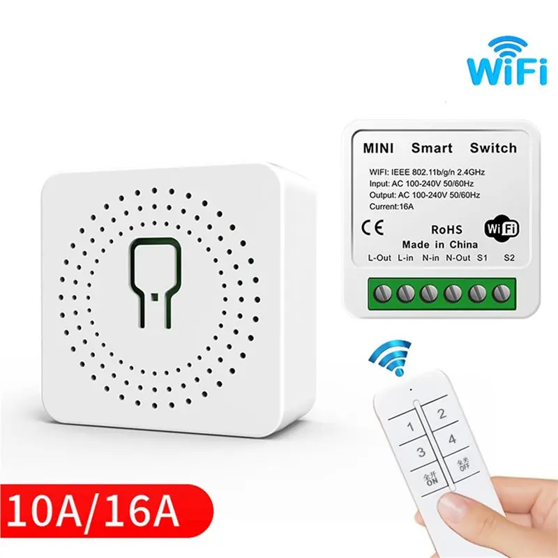 Y43A-5X Tuya 16A MINI Wifi Switch DIY 1-Way Remote Control Timer Relay Automation For Smart Life Work