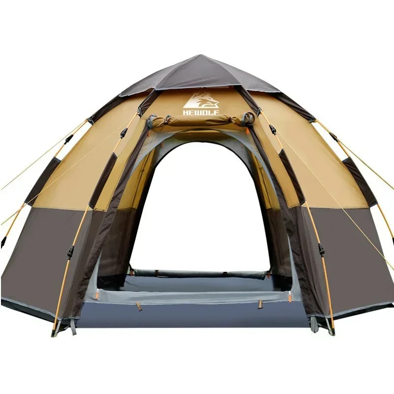 

Hewolf outdoor hexagonal four season 3 8 people multi-person automatic rainproof tent camping wild camping family leisure tent