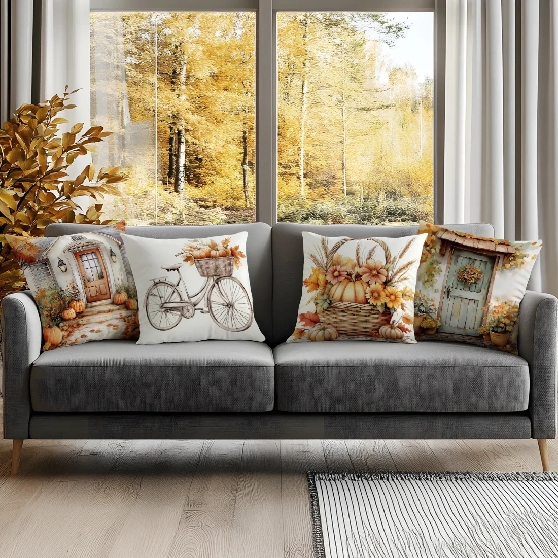 

Happy autumn Cushions Pillowcase Cushion Cover Throw Pillow Sofa Decoration Pillowcover Home Car Sofa Decor