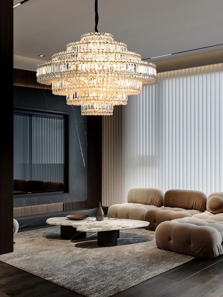 Luxury K9 Crystal Big Ceiling Chandeliers LED Lighting Fixture Hanging Lamp Modern Designer Foyer Decor Lustre Living Room