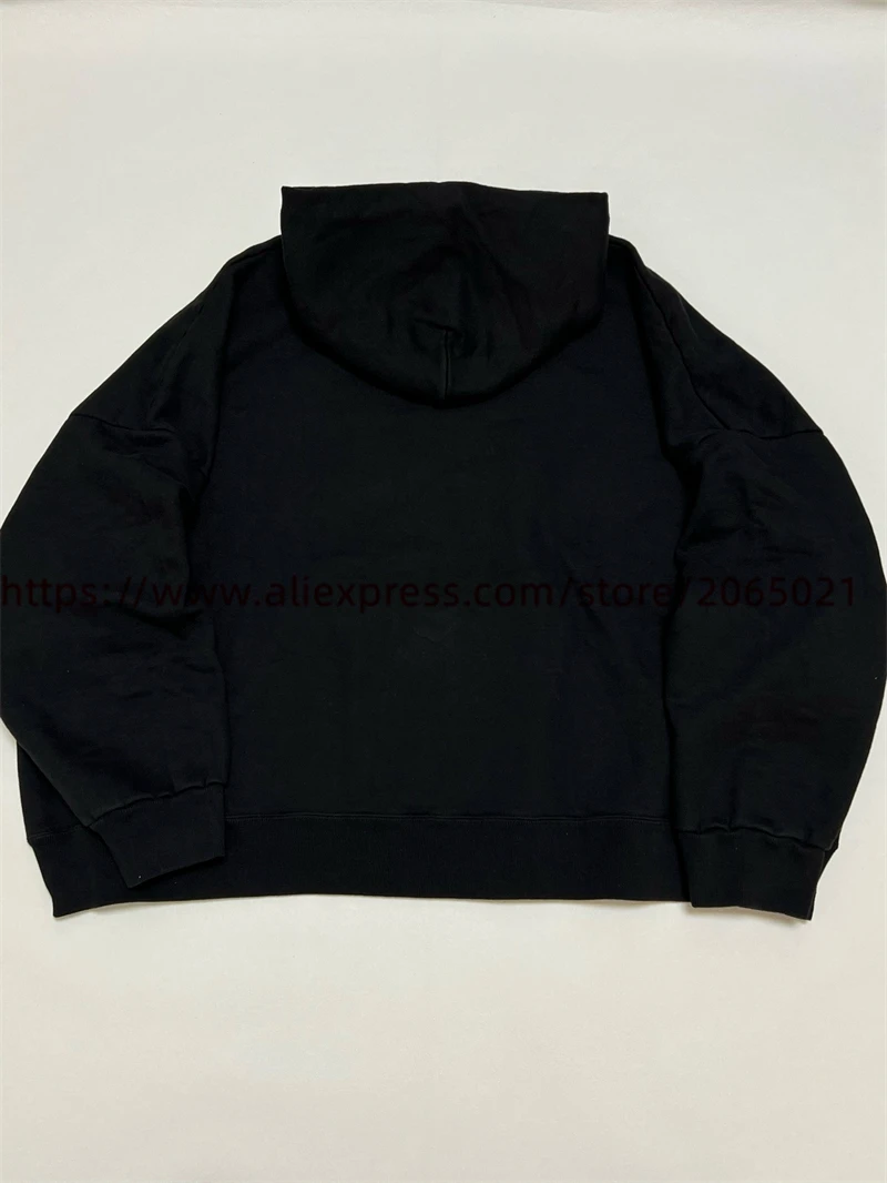 2024fw SAINT Hoodie Men Women 1:1 Best Quality Black Heavy Fabric Vintage Pullovers