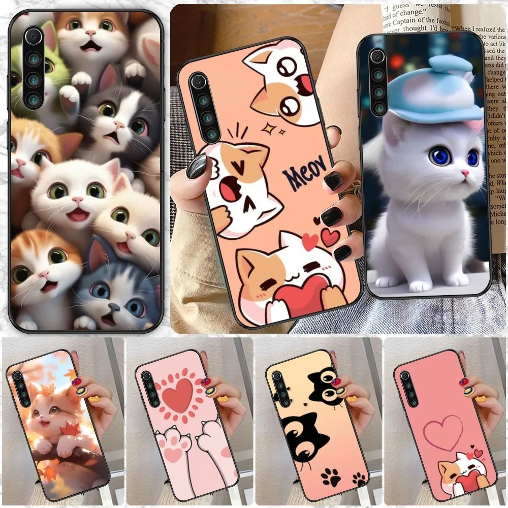 Cute Kitten Cat Mobile Cell Phone Case for Xiaomi Redmi Note 12 11 10 9T 8 7 Pro 9 9A 9C 8 Black Soft Phone Cover Funda