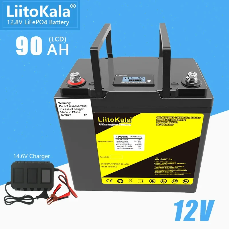 Imagem -02 - Liitokala-bateria Lifepo4 Impermeável Campista Solar Iate Inversor Motor Motor Campista 12.8v 90ah 24v 0ah 12v 180ah Pcs