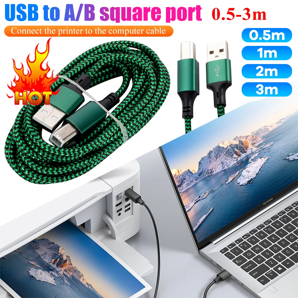 0.5-3m USB 2.0 A To B Printer Cable Universal High Speed A To B Male To Male Cable High-Speed Printer Cord for Laptop Phone