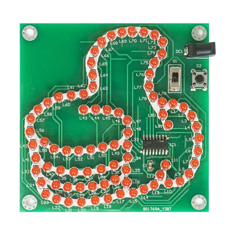 FFYY-DIY Thumb Light LED Electronic Kit 81 LED Flashing MCU STC8G1K08 Controllable PCB Soldering Practice Kit With Power Cord