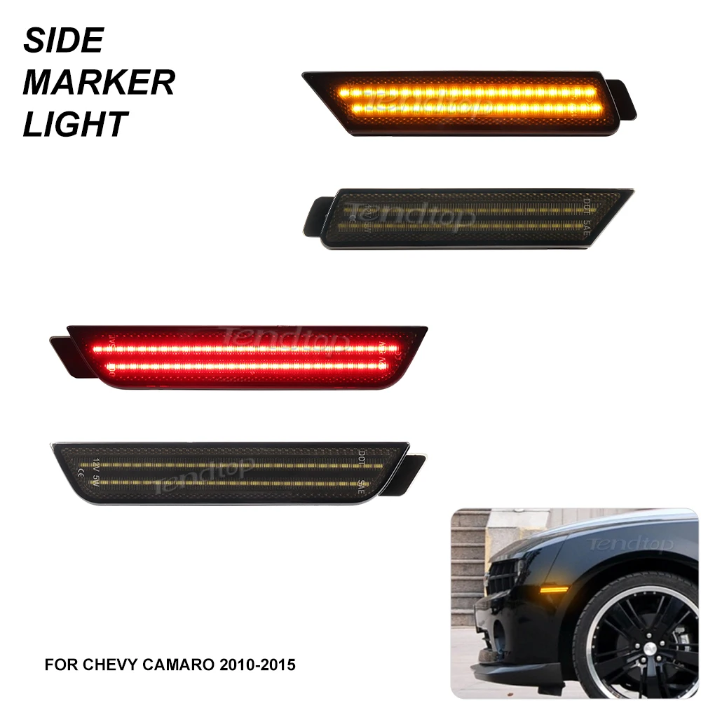 Side Marker for Chevy Camaro 2010-2015Light Smoked Lens Front & Rear Bumper Lamp Camaro Turn Signal Light Mirror Amber Red