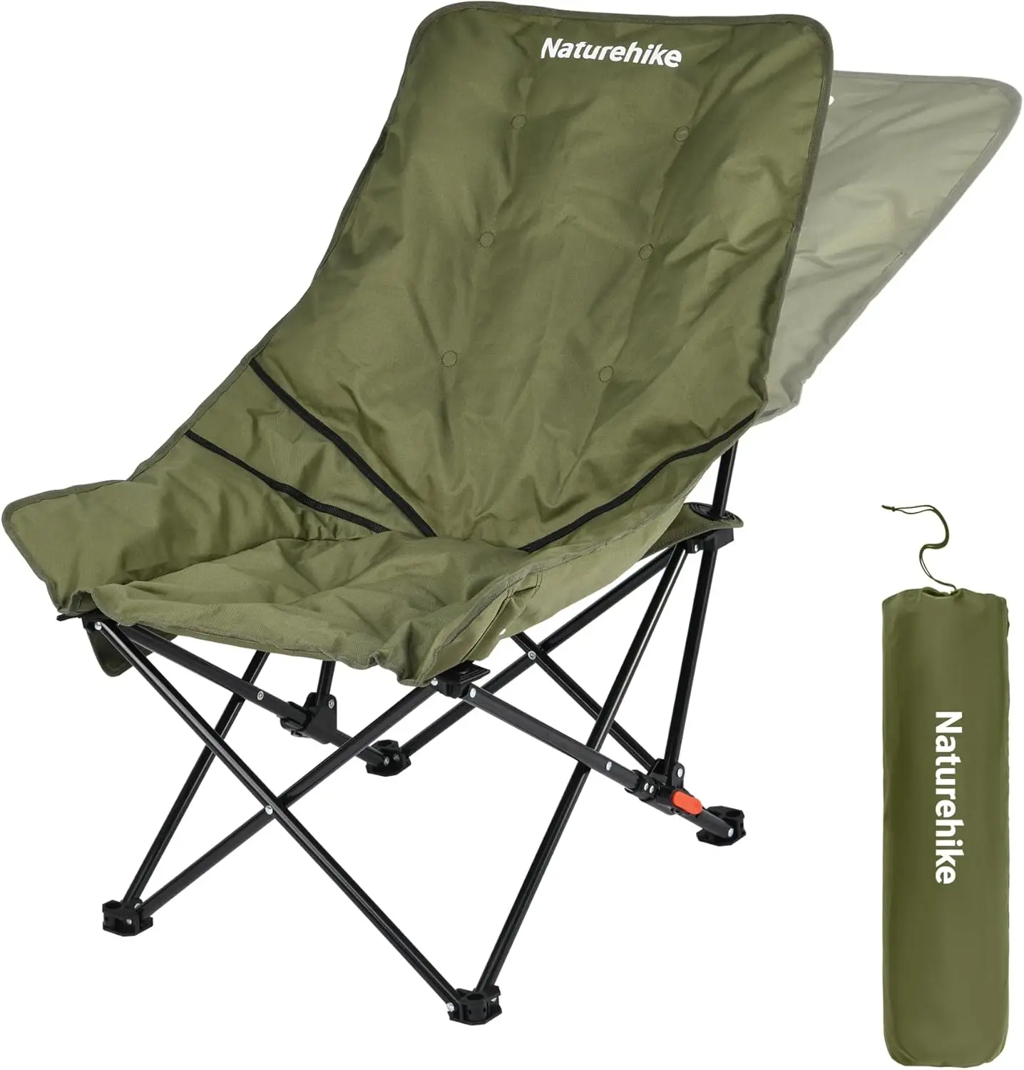 

Oversized Adjustable Folding Camping Chair with Padded Seat, Side Pocket & Carry Bag