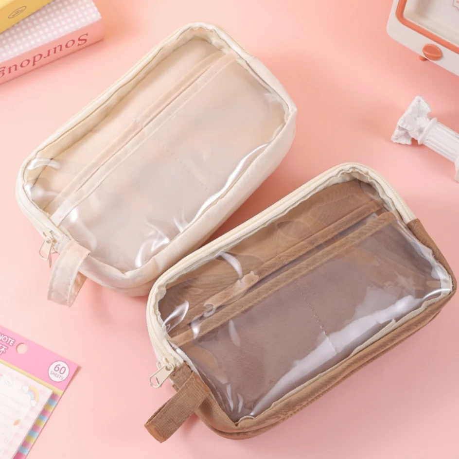 Five-Layer Transparent High-Appeal Student Pen Bag Large Capacity INS Desktop Stationery Storage Bag