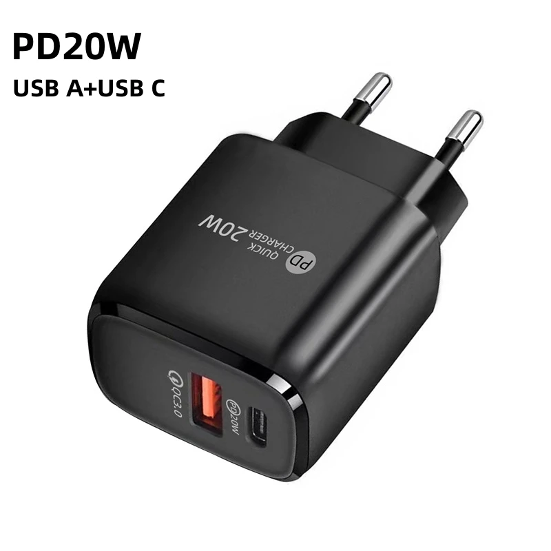 

20W Quick Charge 4.0 3.0 QC PD Charger 20W QC4.0 QC3.0 USB Type C Fast Charger for iPhone 15 14 13 12 Xiaomi Phone PD Charger