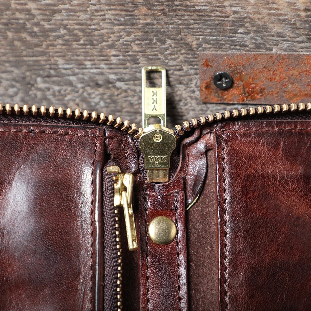 S.WORKER Klassische Geldbörse aus Vollnarbenleder, Vintage Echtleder-Portemonnaie, Große Kapazität Kartenhalter – Detail 9