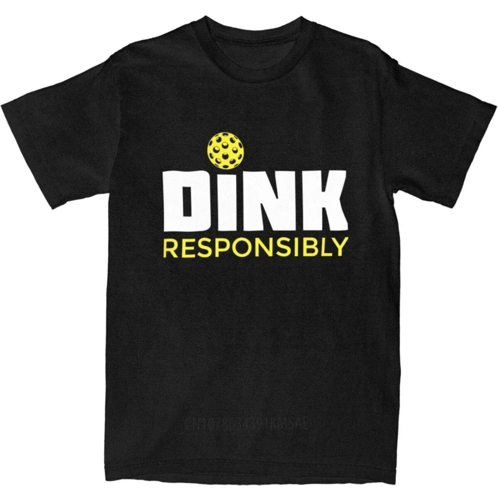 Men Women Dink Responsibly Pickleball Shirt Accessories Novelty Cotton Paddle Sport T Shirts Tee Clothing Summer