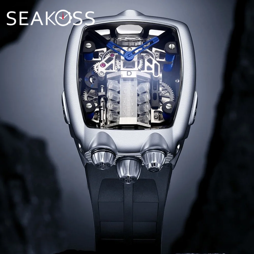 

SEAKOSS Военные автоматические часы для мужчин NH05 Механический механизм Водонепроницаемый дизайн двигателя Роскошные спортивные наручные часы montre homme