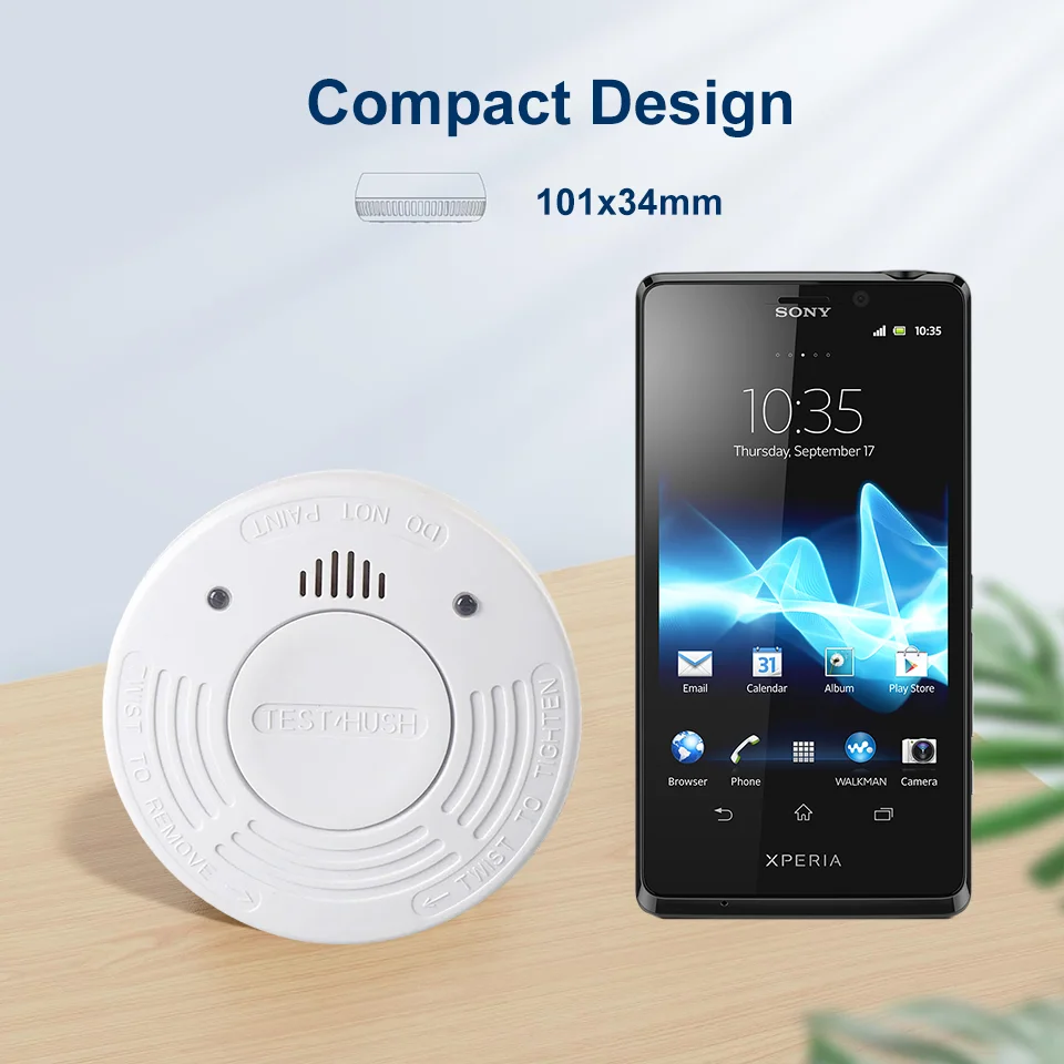 Smoke Detector 10 Year Smoke Sensor Independent Fire Alarm  CE EN14604 Certified With CR123A Battery LED Indicator Home Security