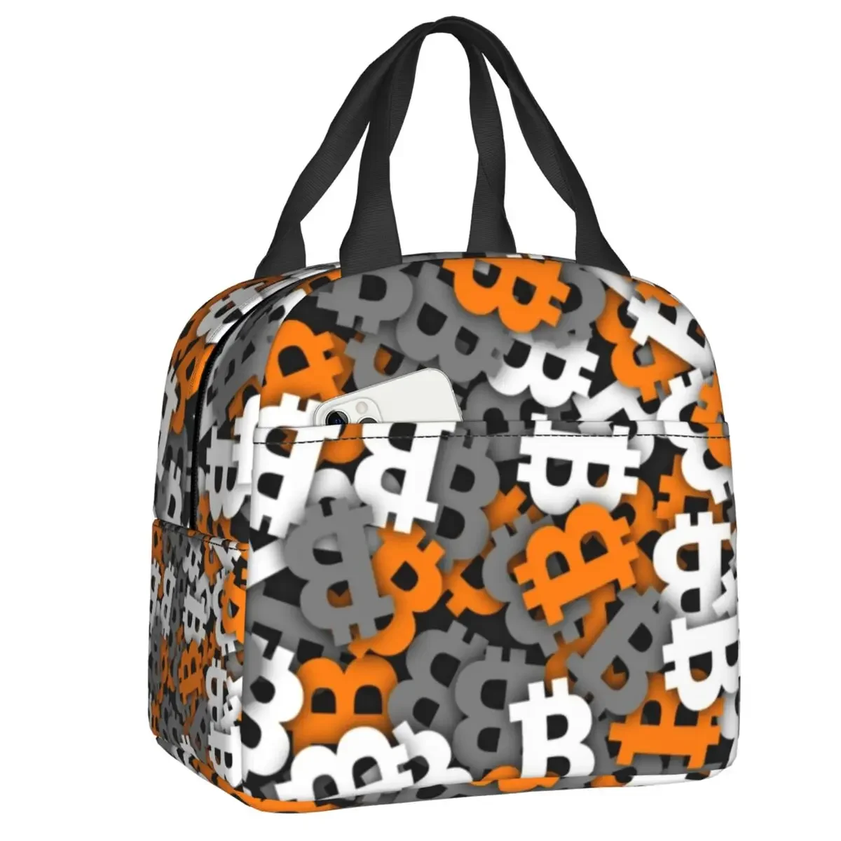 

Bitcoin Urban Camouflage Thermal Insulated Lunch Bag Women BTC Blockchain Cryptocurrency Resuable Lunch Tote for School Food Box