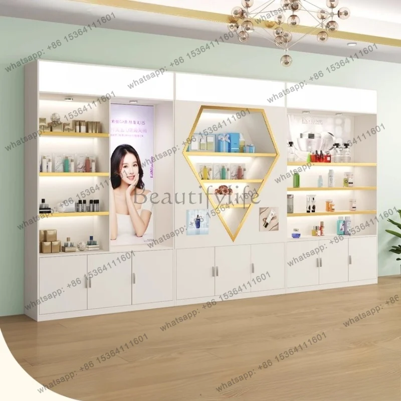 LJY Nordic Creative Nail Art Display Cabinet Modern Storage and Organizing Display Cabinet Beauty Salon Shelf Office Furniture F