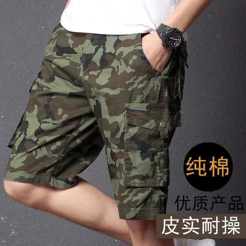 

Cotton Relaxed Camouflage Camo Cargo Short Summer Men's Camouflage Shorts Casual Multi Pocket Beach Work Short Mens Cargo Shorts