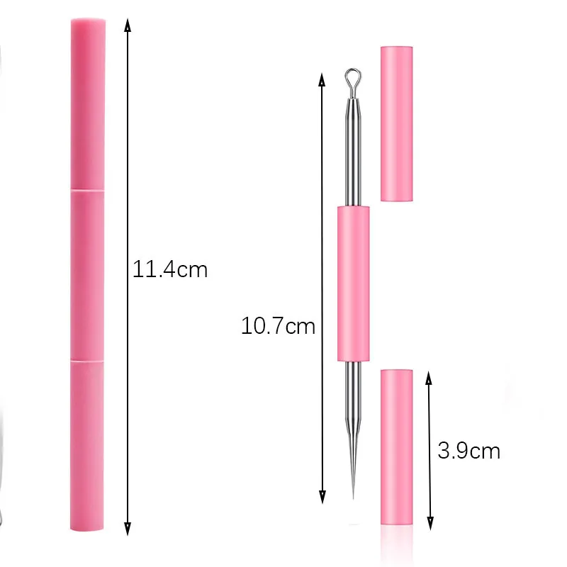 2 in 1 Stainless Steel Acne Removal Needle Silicone Tube Loop Blackhead Extractor Comedone Extractor Facial Care Skin Clean