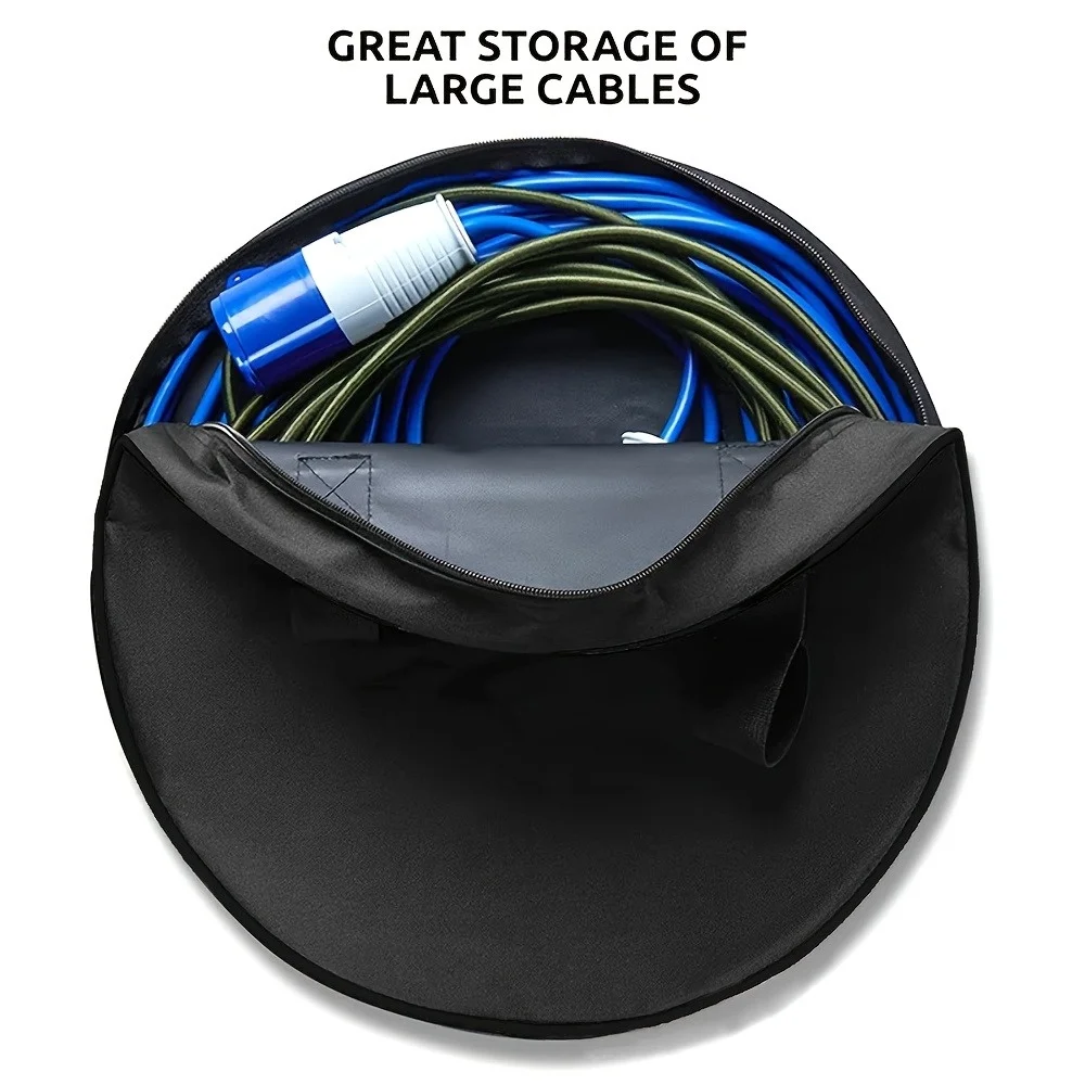 New Black Green Car Charge Cable Bag Waterproof Oxford Cloth Storage Bags Round Car Tools Organizer