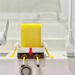 Cartoon Dishwashing Sponge Shelf Wash Dish Sink Drain Storage Rack Household Sponge Holder Support Organizer Kitchen Accessories