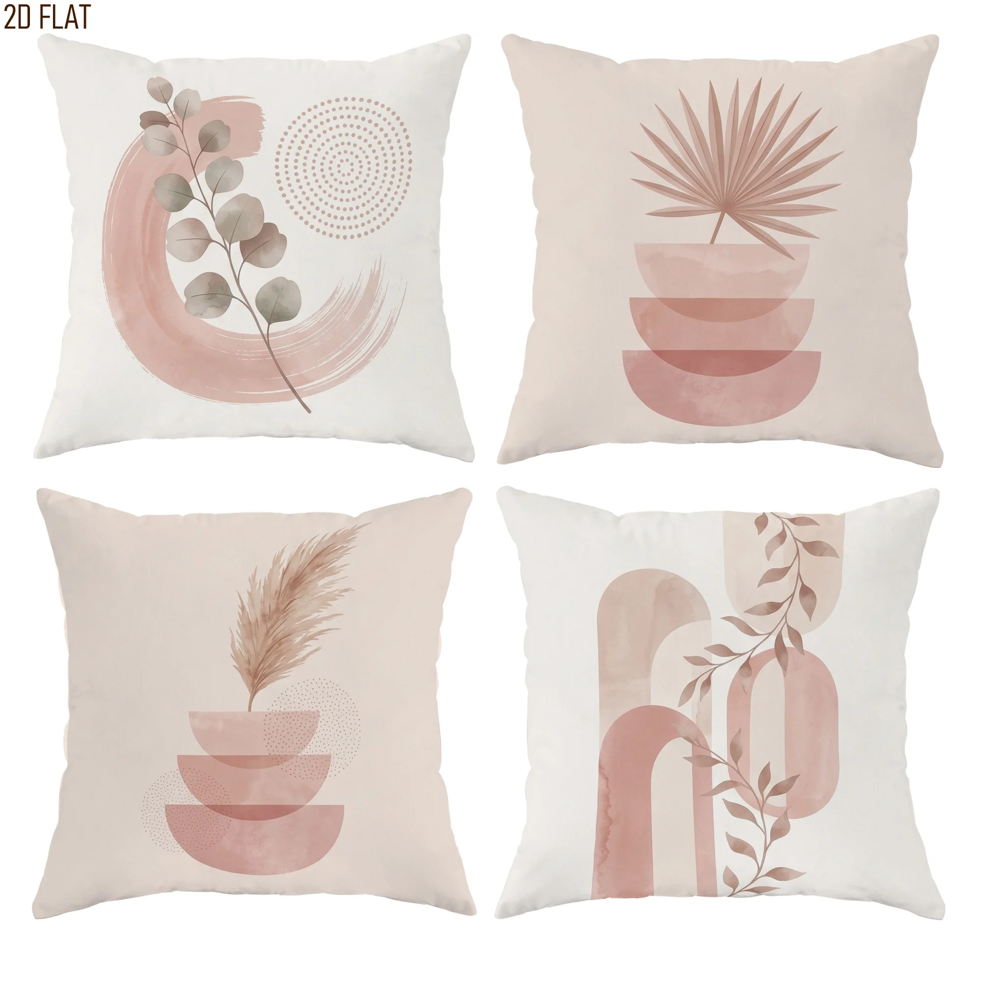Minimalist Boho Throw Pillow Covers Set 4pcs Aesthetic Blush Pink Cushion Home Decor Neutral Trendy Pillowcase 45x45cm