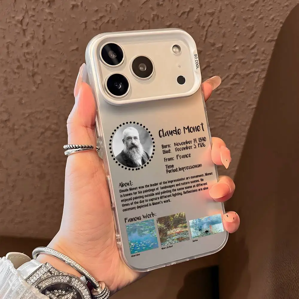 كلود مونيه النفط اللوحة جراب هاتف آيفون 17 16 15 14 13 12 11 زائد برو ماكس متعدد الألوان أورورا الليزر للصدمات فوندا غطاء