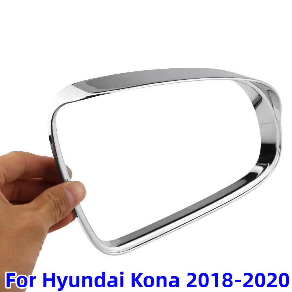 2PCS Car Rearview Mirror Rain Eyebrow Visor for Hyundai Kona Encino Kauai 2018 2019 2020 2021 ABS Chrome Accessories