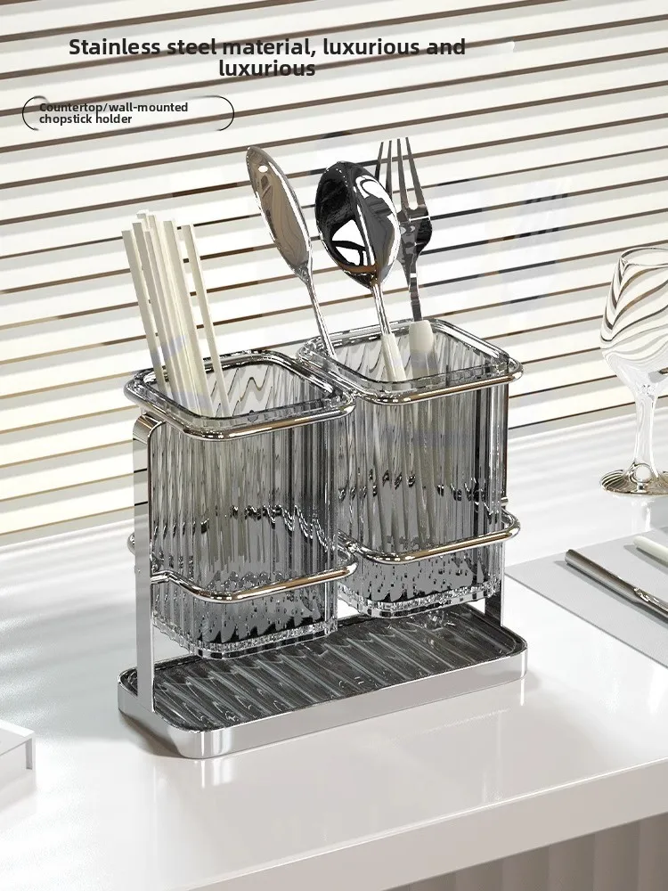 

Корзина-бочка, прозрачная кухонная коробка для хранения для измельчения, ложки, вилки, дренажа, настенный ящик для хранения для домашнего использования