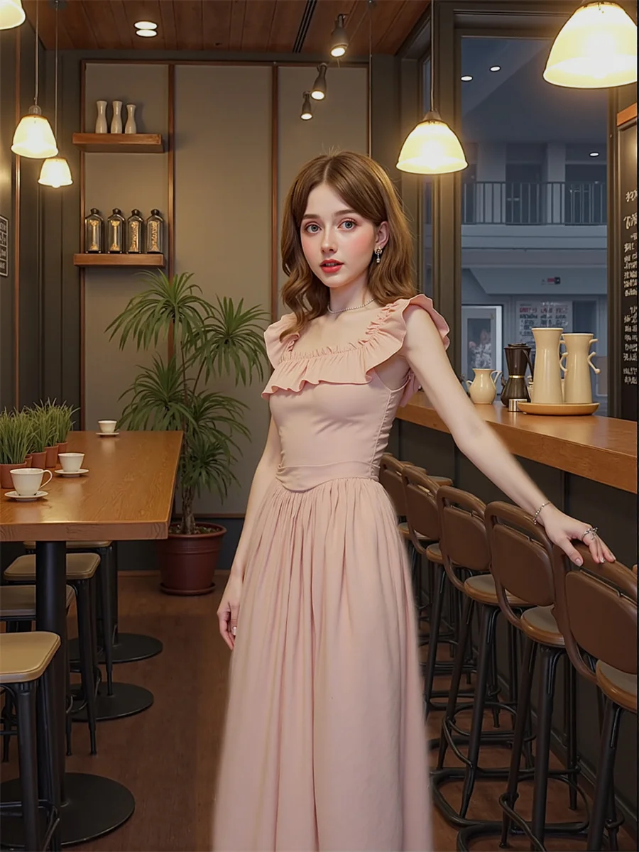 レディースドレス Y2K ピンク アンクル丈 フィットアンドフレア サイドスリット ハイ スリット スプリット カットアウト ホローアウト 穴あき セクシー