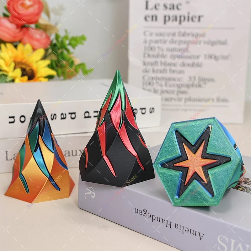 3D Printed Hexagon Double Layer Spiral Cone Fidgeting Toy Impossible Pyramid Passthrough Sculpture Antistress Anxiety Relieving