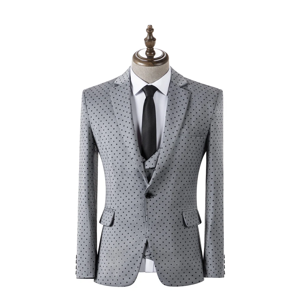

Dotted Luxury Men's Suits 3 Pieces Jacket Pants Vest Notched Lapel Formal Prom Elegant Single Breasted Party Costume