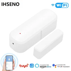 IHSNEO Tuya WiFi sensore per porte e finestre Smart Home Wireless Door Open / Closed Detector Smart Life Control tramite Alexa Google Home