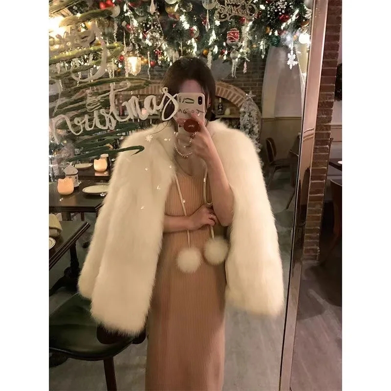 New Imitation Fox Fur Milk Ball Fur Coat, Youthful and Versatile, Slimming Winter Style