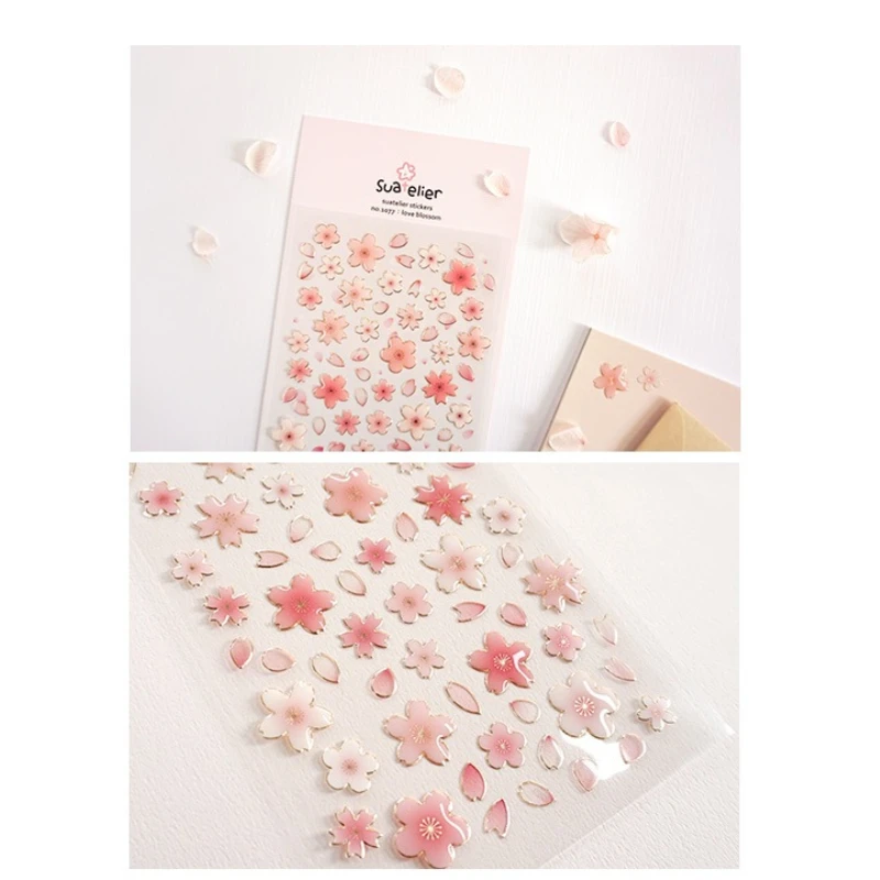 Korean Import Suatelier Brand Sonia Gold Foil Sakura  DIY Scrapbooking Diary Stationery Stickers Supplies