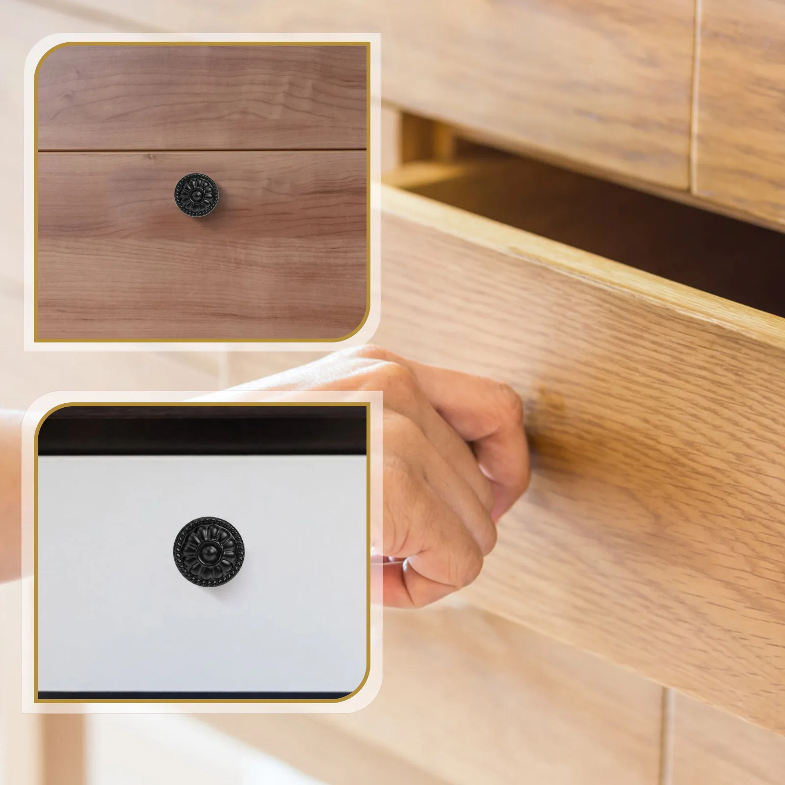 

10Sets Black Round Drawer Knobs Durable Aluminum Alloy Cabinet Pull Handles for Wardrobe Cupboard Kitchen Furniture