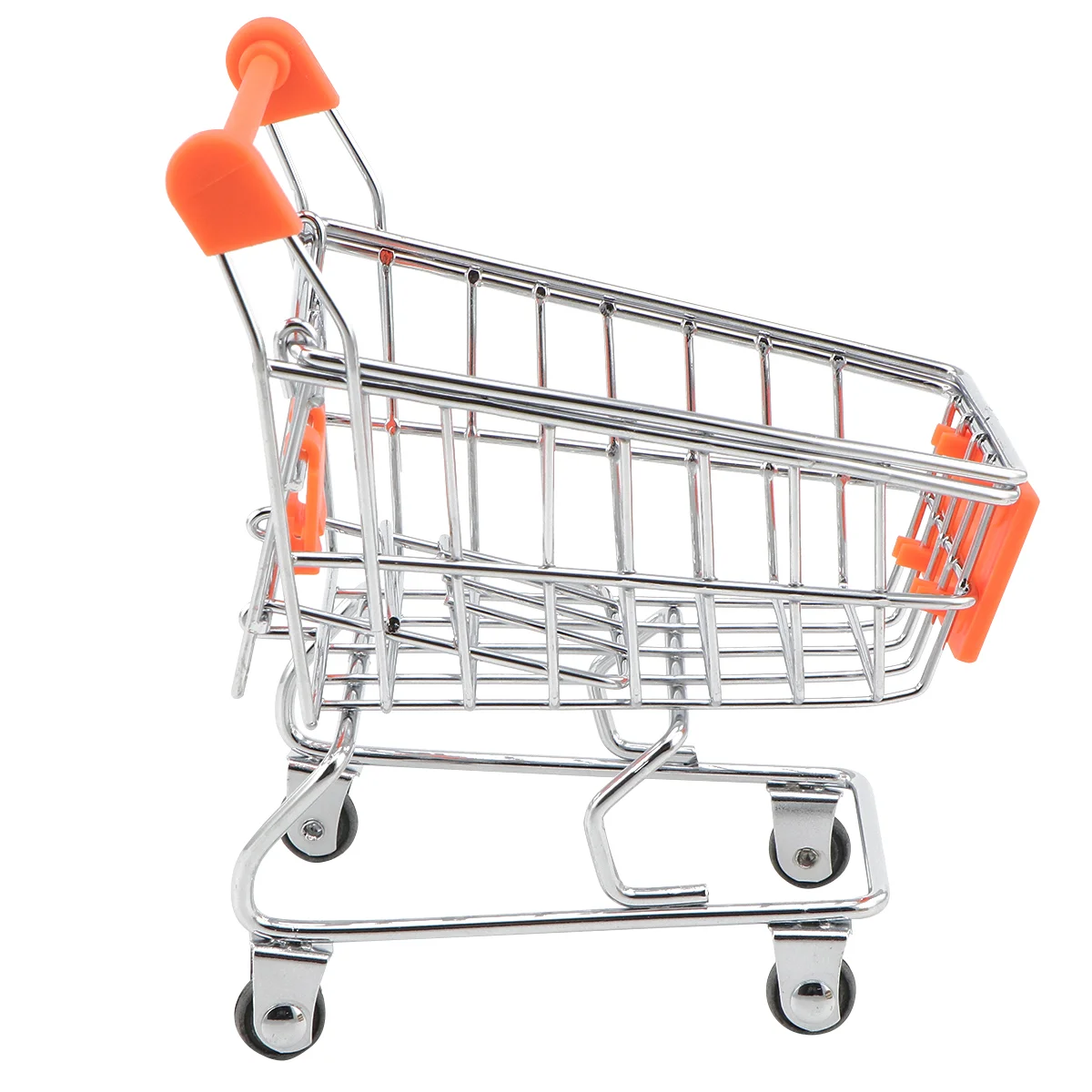 1pc Mini Shopping Cart Children Pretend Play Toy Iron Makeup Storage Grocery Cart Trolley with Electroplating (Random Color)