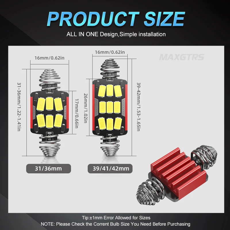 5830 Chip Festoon C5w Led bulb CANBUS C10w Dome Lamp Reading Lamp Car Interior License Plate Light 31mm 36mm 39mm 41mm White 12V
