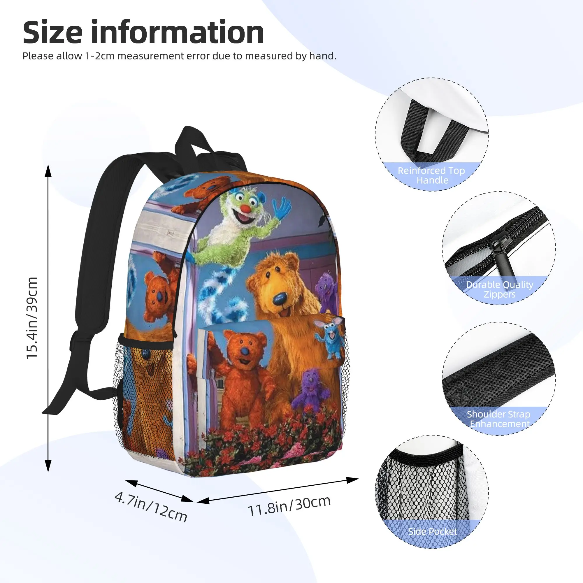 Bear in the Big Blue House Backpack Hot Sale Daypack Large Capacity Boys Girls BookBag Shoulder Bags for Men Women School Bag