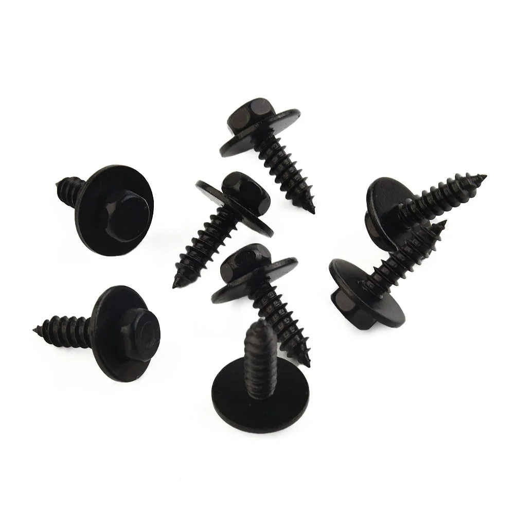 Self-Tapping Screws Black Car Hex Washer Head Interior Parts Replacment Universal 20pcs/kit 4.8x19mm Accessories