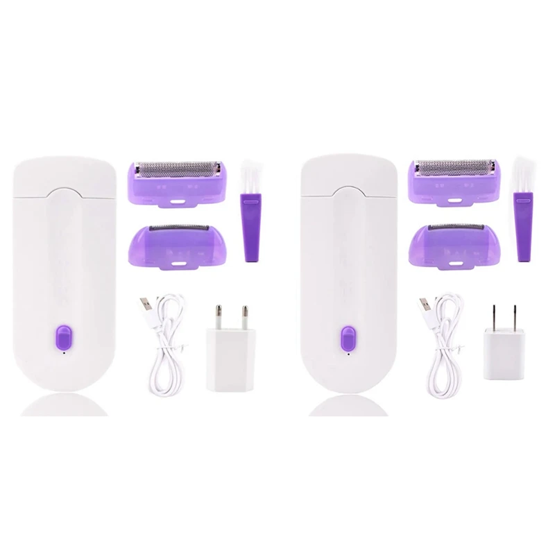 USB Rechargeable Women Epilator Rotary Face Leg Bikini Lip Depilator Hair Remover 1Set US Plug
