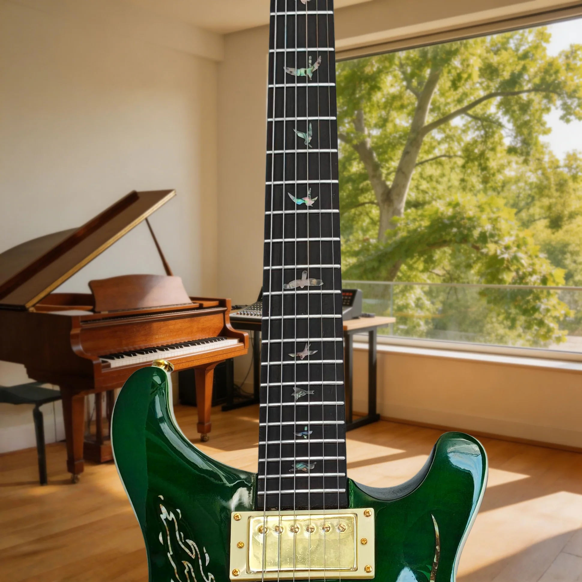 Green Dragon 2026 Hot Gloss Gold Hardware Motif PRS Electric Guitar HH Pickups Mahogany Body Bird Inlay 24 Tone view 4