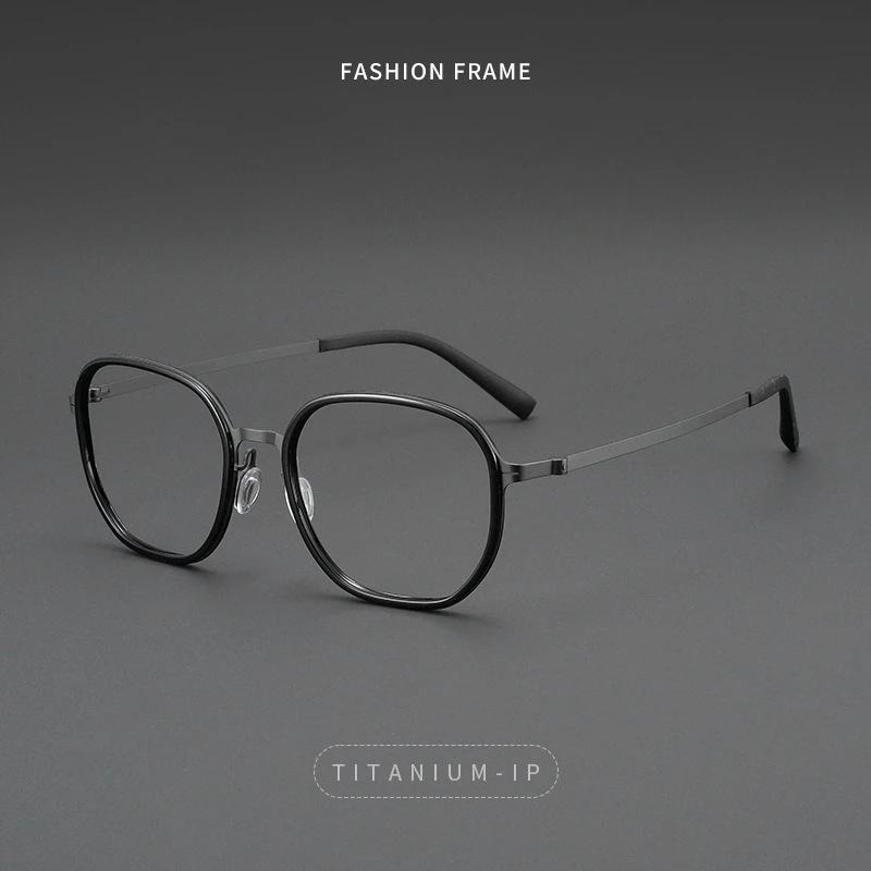 Retro Polygon Men's Glasses Frame Titanium 26017 Eyeglasses for Women Reading Eyewear Anti Blue Light Gafas Reading Handmade