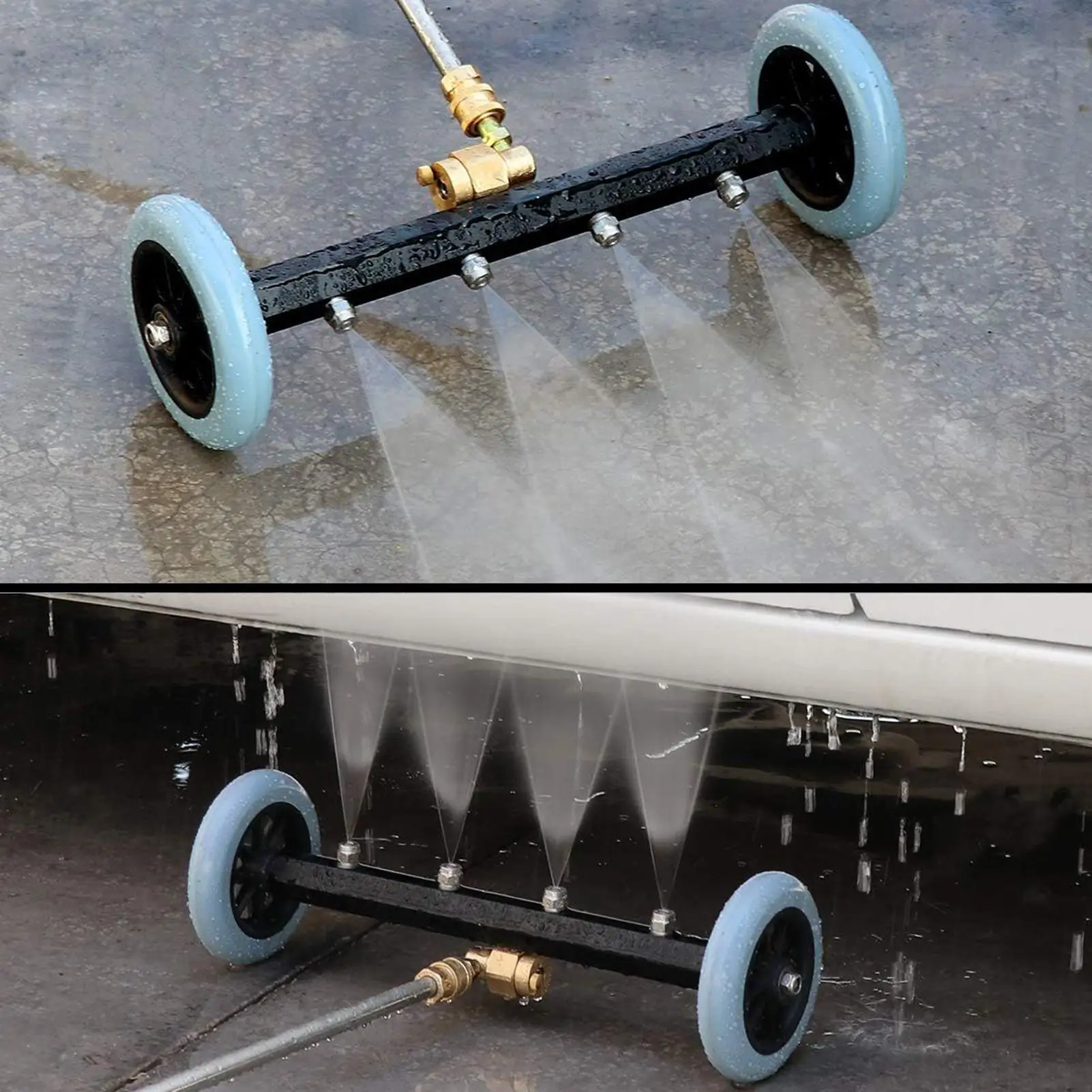 16in Pressure Washer Undercarriage Surface Cleaner Water Broom Under Car Chassis Floor Wash Powerful Sprayer