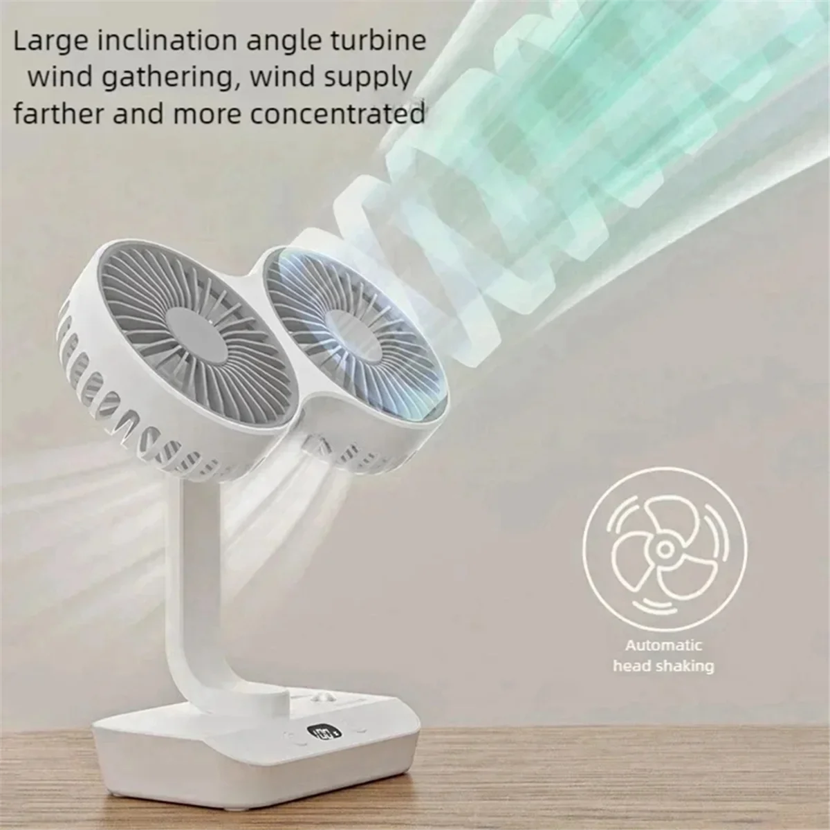 

【COMELY】Desktop Double-Head Fan, Desktop Fan, Oscillating Fan, Low-Noise Double-Head Fan, High-Wind Power Electric Fan