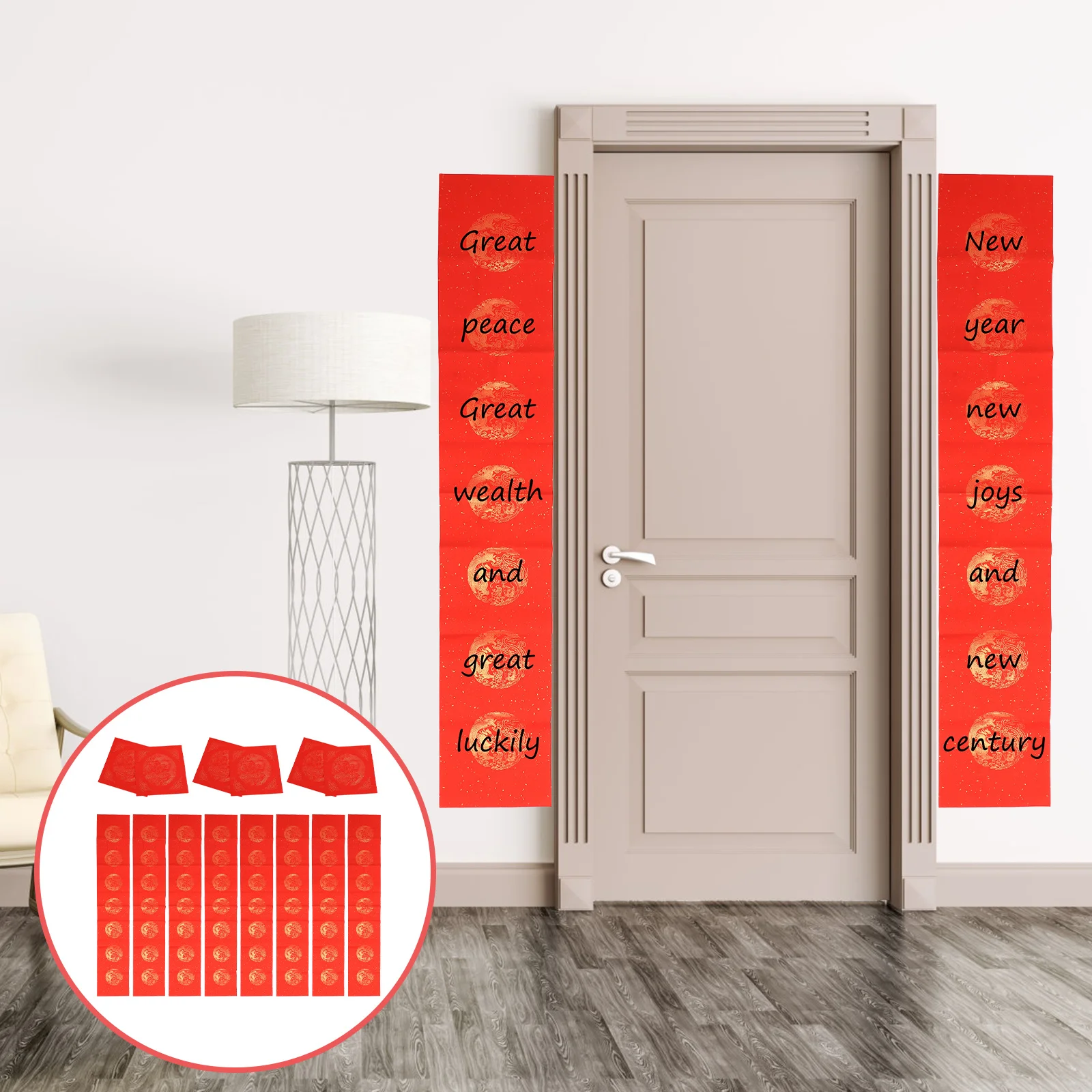 

1 set 1 Set Red Xuan Paper Spring Festival Couplet Diy Fu Character Blank Sheet For New Year Wedding Anniversary Decoration Art